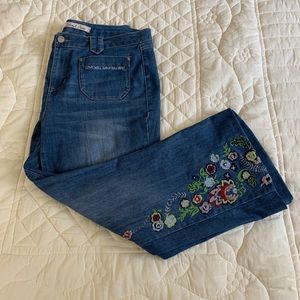 SHERYL CROW Jeans Floral Embroidered Flare